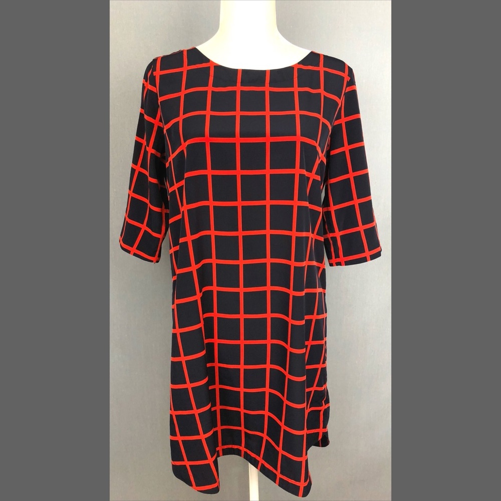 Gap Vicki Grid shift dress navy & red windowpane